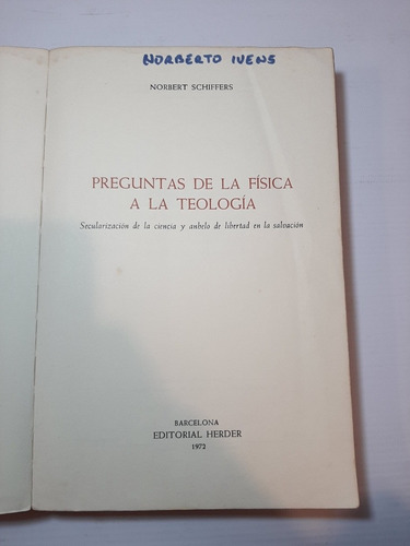 Antiguo Libro Preguntas De La Física A La Teología Ro 1221