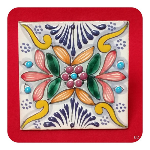 Imagen 2 de 7 de Set 30 Azulejos De Talavera Poblana 10x10 Cm Decoración Zlj