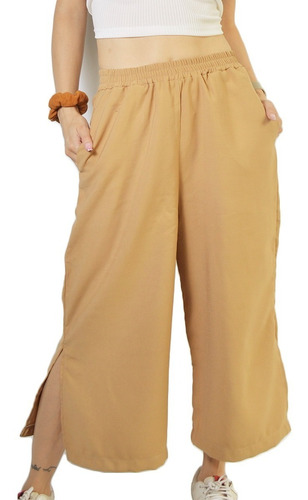 Pantalón Mujer Oxford Con Bolsillos Suelto Tiro Medio Verano