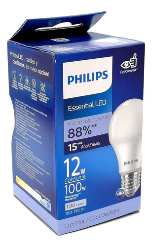 6 Focos Philips Potentes Luz Fría 12 W 1310 Lm Ahorradores Blanco Frío