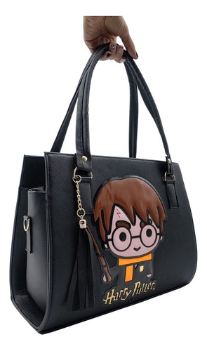 Bolsa De Harry Potter Hecha En México Con Correa Ajustable Negro Harry Potter Níquel Negro