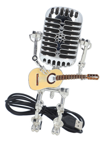 Robot Con Micrófono Metálico Que Sostiene La Guitarra, Estil