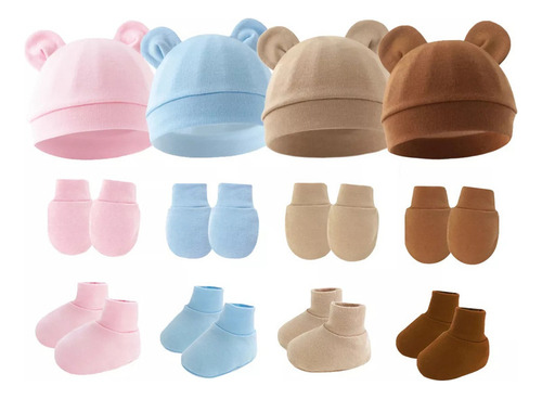 Bebé Gorro Y Guantes Para Recién Nacido Beanie Sombrero 1
