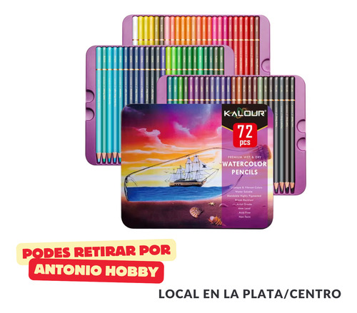 Colores X72 Lapices Premium Kalour Watercolor Lata La Plata