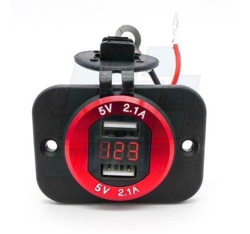 Imagen 2 de 6 de Cargador Doble Usb Carga Rapida + Voltimetro Embutir Tapa