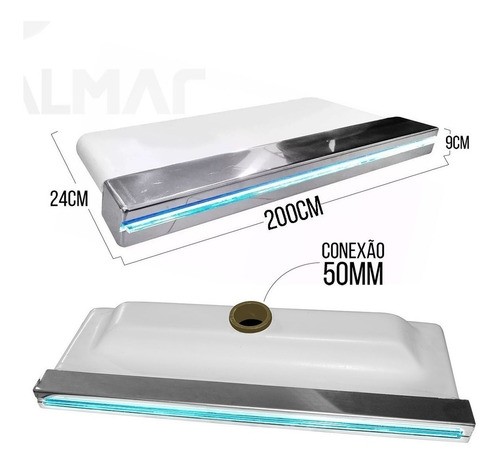 Cascata De Piscina 2 Metros C Led Rgb Piscina Embutir Parede