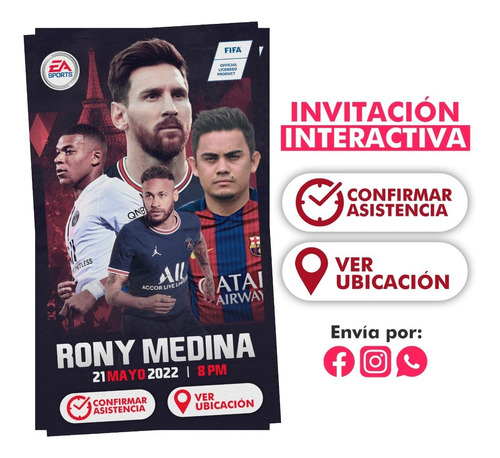 Invitación Digital Futbol Con Botones Interactivos 