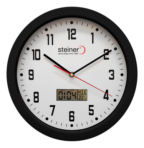 Reloj De Pared Análogo/digital Fechador Y Termómetro 30cm