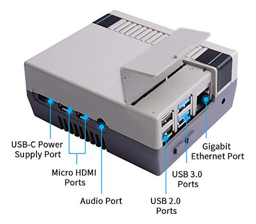 Funda Geeekpi Retro Gaming Nes4pi Para Raspberry Pi 4 Modelo