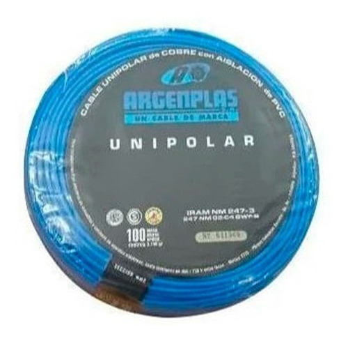 Cable Unipolar 6mm2 Pvc Celeste Argenplas (por Metro)
