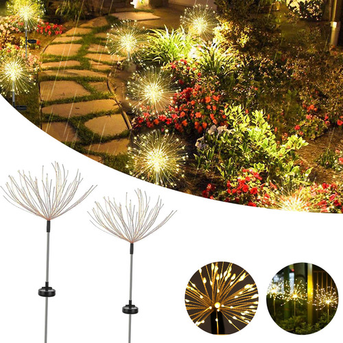 Luces Solar Led Gypsophila Lights Adornos Jardín 120led 2pcs Luces Blanco Cálido