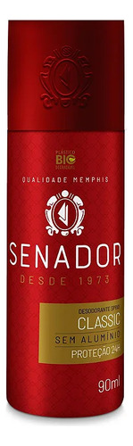 Atacado C/10 Desodorante Spray Senador Classic 90ml
