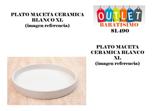 Plato Maceta Ceramica Blanco Xl