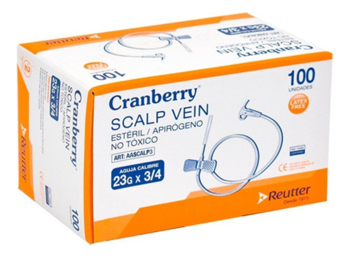 Mariposa Scalp Vein 23g X 3/4 Cranberry Caja 100 Unidades