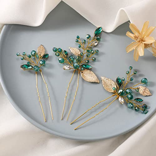 Latious Bride Bride Leaf Hair Pins Vintage Oro 5gk4x