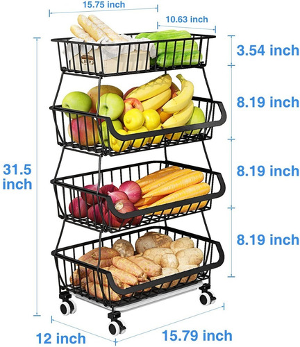 Imagen 7 de 7 de Cesta De Almacenamiento De Cocina Cesta De Frutas Y Verduras