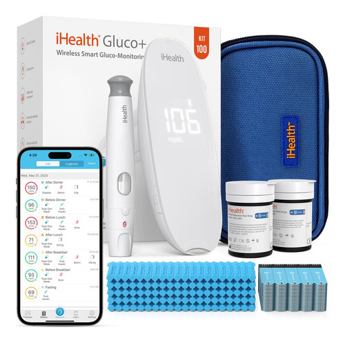 Medidor De Glucosa Ihealth Gluco+ Kit Inalámbrico Inteligent