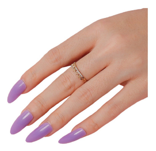 Uñas Postizas Press On Adheribles 24 Tips Lila Lila