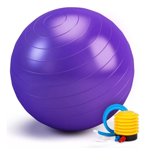 Pelota De Pilates Yoga 75cm Funciona Gym + Inflador Randers Color Violeta