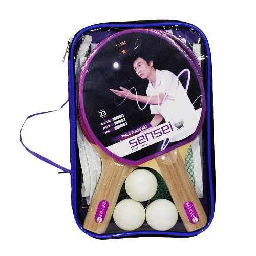Set Sensei 2 Paletas Ping Pong 3 Pelotas + Red