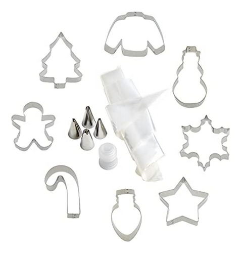 Chicago Metallic Holiday Cookie Cutter Kit, 23-piece, Silver