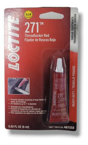 Fijador De Roscas Rojo Loctite 271 Alta Resistencia 6ml.