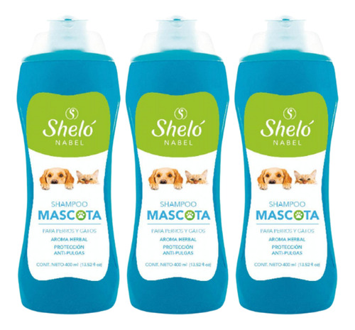 3 Pack Shampoo Para Mascotas Shelo