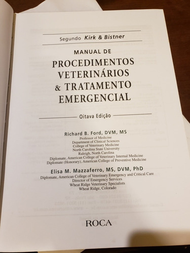 Manual De Procedimentos Veterinários Tratamento Emergencial (Usado)