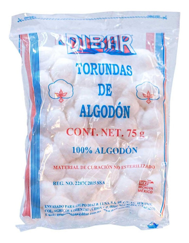 Torunda De Algodón Absorbente No Esterilizado 75g - Dibar