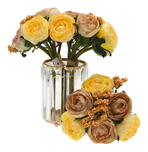 Pack 2 Ramos Flores Artificiales Rosas Boda Novia Deco 23cm