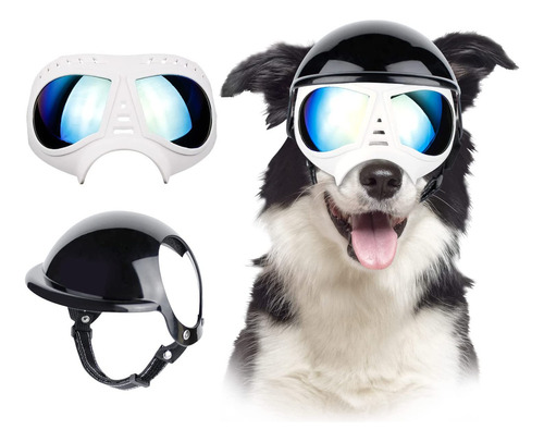 Lentes De Sol Y Casco De Motocicleta Para Perro Grande