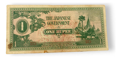 Billete 1 Rupia Durante Ocupación Japonesa A Birmania 1942 (Usado)