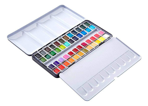 Set De 48 Colores Vibrantes, Caja De Lata Con Pincel 48 Colores Vibrantes