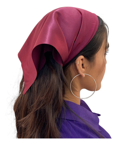 Mascada Color Solido Satinado Mujer Para Cabeza Mediano Tinto Liso Mediana