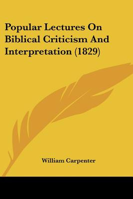 Libro Popular Lectures On Biblical Criticism And Interpre...