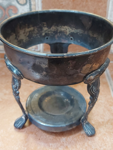 Antiguo Soporte O Base Para Botellas Baño De Plata Dañado (Usado)