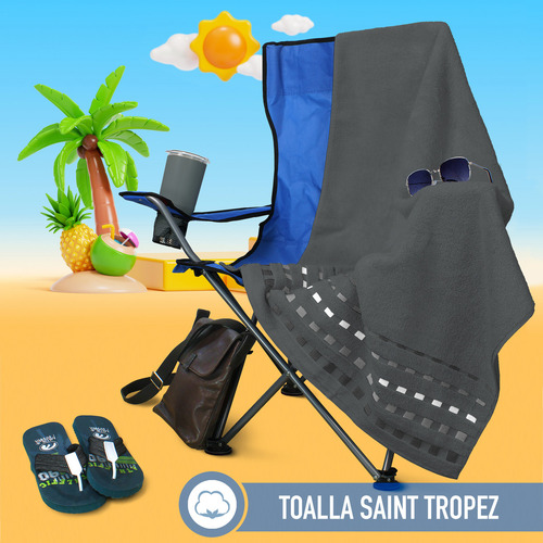 Toalla Zantelo La Perla Luxur Tropez Baño Completo Alberca 100% Algodón Egipcio Suave Color Gris Oscuro Liso