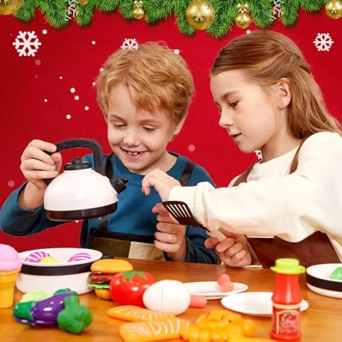 STEAM Life Juego de accesorios de cocina, juguetes de comida para niñas de  3 a 4 años, juego de cocina para niños pequeños, ollas y sartenes, juego de