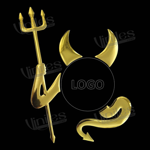 Lote De 5 Emblemas Stickers 3d Diablito Plateado O Dorado