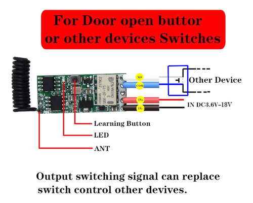 Smart Home 433mhz Mini Relé Inalámbrico Rf Interruptor De Co