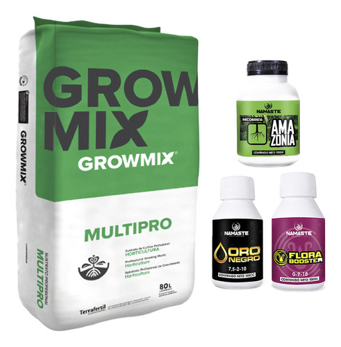 Sustrato Growmix Multipro 80lts Con Amazonia Oro Flora 100ml