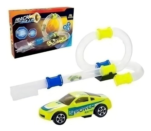 Pista Track Looping Tubular Looping Com Lançador De Carro Cor Azul/Amarelo