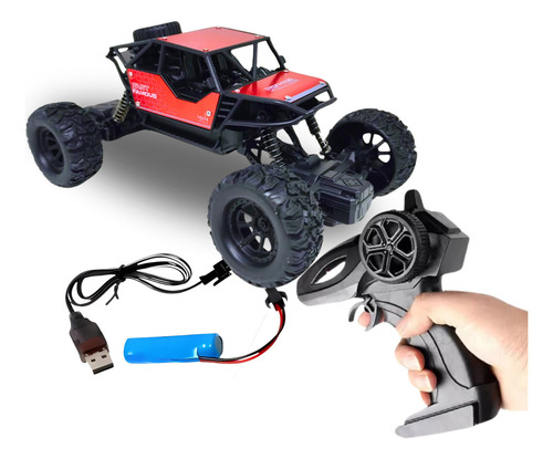 Carrinho Controle Remoto Recarregavel Carro Grande 4x4 Cor Vermelho