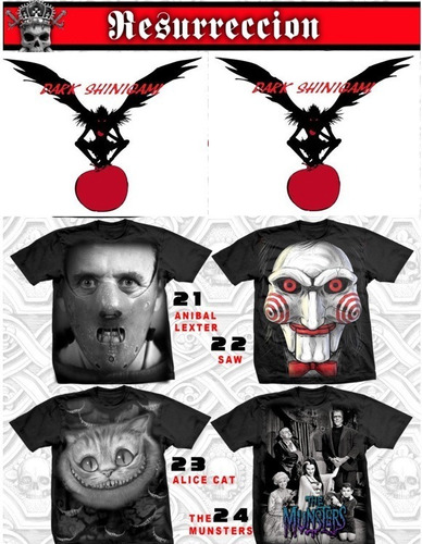 Playera Hannibal Lecter Y Personajes Clasicos Del Cine Y Tv