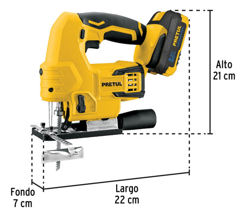 Sierra Caladora Inalambrica 20v Con Guia Laser Pretul 28270