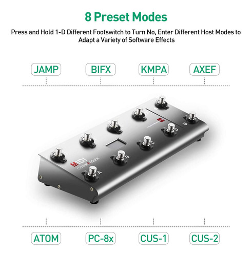 Meloaudio Midi Commander - Interruptor De Pie Portátil Usb M