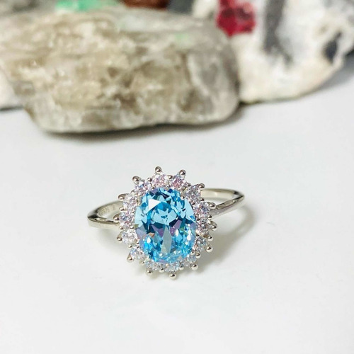 Imagen 4 de 7 de Anillo Plata 925, Topacio Azul Celeste London Blue. 100% Nat