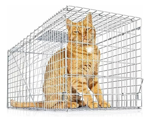 Jaula Trampa Para Captura De Gatos Conejos 94x37x34 Cms