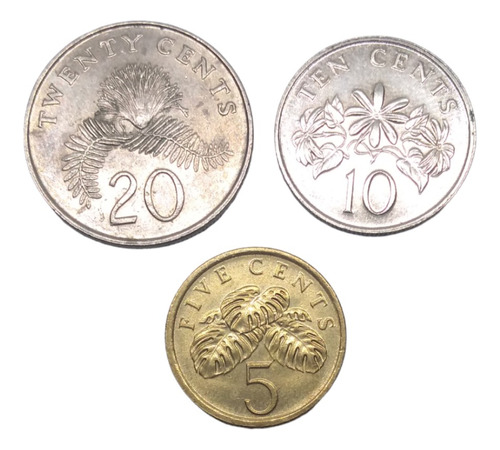  Monedas Singapur 20, 10 Y 5 Centavos 3 Piezas Envio $60  