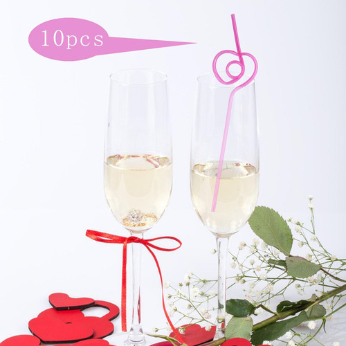 10 Pajitas En Forma De Corazón Para Fiestas, Pajitas
